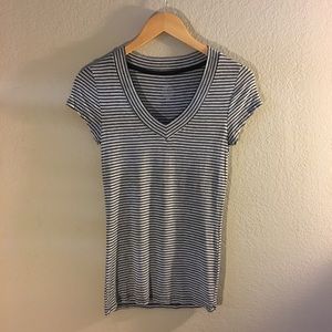 Grey & Black Striped Mossimo V-Neck Top
